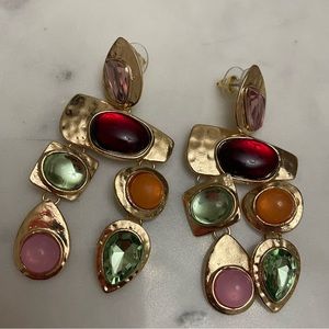 Hammered multi stone earrings